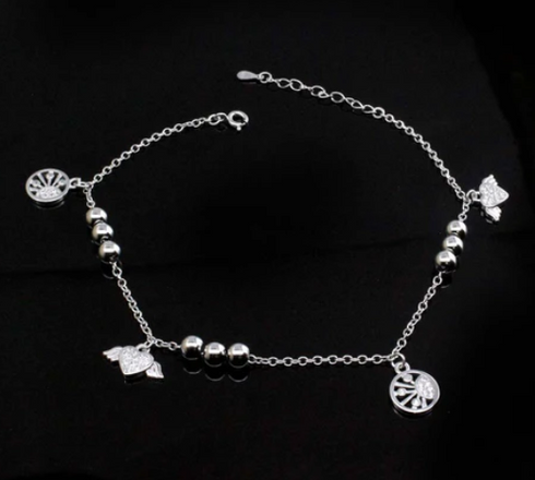 Girls Gift 925 Sterling Silver Single Anklet Bracelet