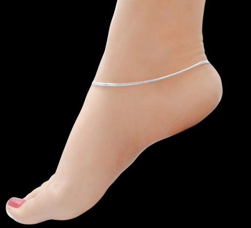 daily wear Real Silver women snake style chain Anklet Payal Pair