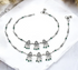 Peacock design jhanjhar 925 Sterling Silver Green white CZ Oxidised women Anklet Pair
