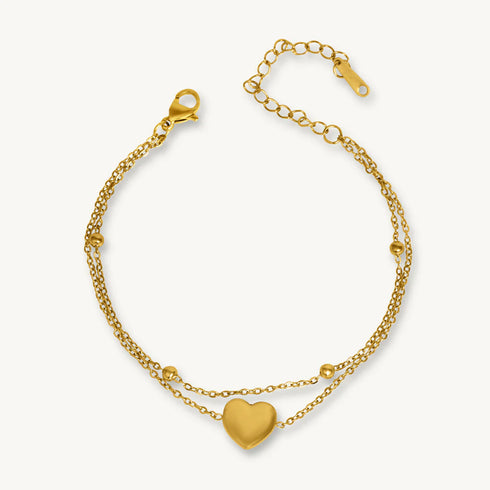 Palmonas Layered Heart Charm Anklet