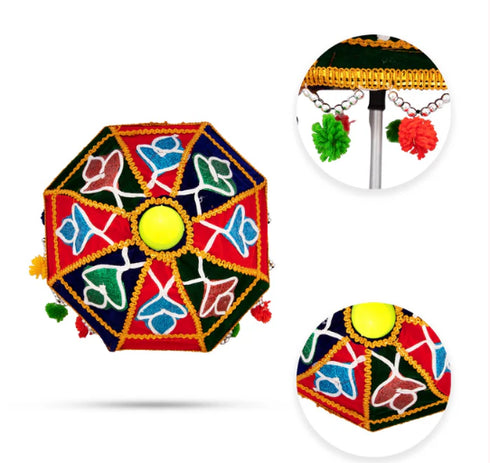 Temple Umbrella - 14 x 10 Inches | Velvet Utsava Decorative Umbrella