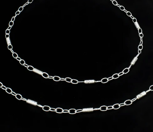 Daily wear 925 Sterling Silver Oval Links Chain Anklet Pair