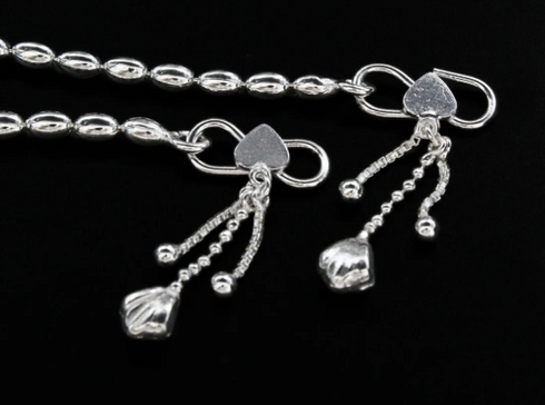 Beach wear 925 Sterling Silver women Chain Anklet Pair