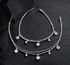 Beach wear 925 Sterling Silver double Layers girlish White CZ Chain Anklet Pair