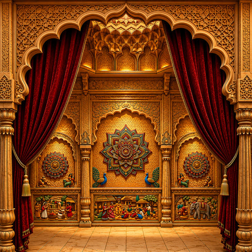 Back Drop India Rangmahal Vastrangana Ganesh Chaturthi Decoration Backdrop