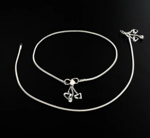 boho style 925 Sterling Silver women snake Chain Anklet Pair