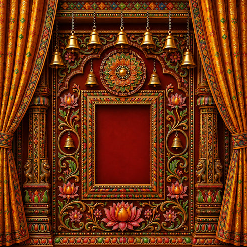 Back Drop India Ghantanad Floral Shrine Ganesh Chaturthi Decoration Backdrop