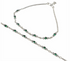 Boho Look 925 Sterling Silver Green White CZ Oxidised Snake line Anklet