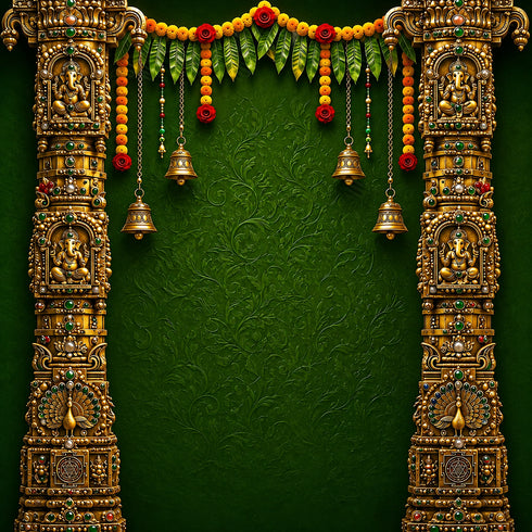 Back Drop India Vinayak Festive Toran Ganesh Chaturthi Decoration Backdrop