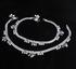 Traditional Real Silver Pink CZ Women Bridal Anklet