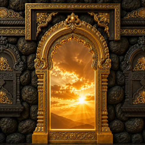 Back Drop India Kanak Stone Gateway Ganesh Chaturthi Decoration Backdrop