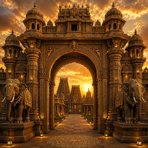 Back Drop India Hastivahana Mahapravesh Majesty Ganesh Chaturthi Decoration Backdrop