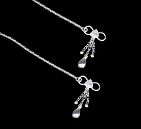 Boho style 925 Sterling Silver Indian women Anklets Bracelet Pair