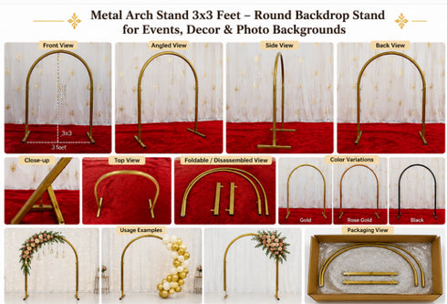 Alok Traders Metal Arch Stand 3x3 Feet - Round Backdrop Stand