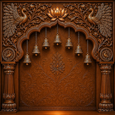 Back Drop India Shubhaghanta Carved Harmony Ganesh Chaturthi Decoration Backdrop