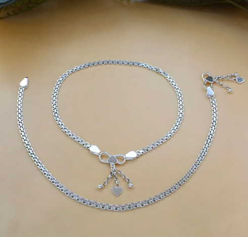 Daily wear 925 Sterling Silver women Bismark chain Anklet Pair