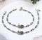 925 Sterling Silver Pink White CZ Oxidised Peacock pajeb Anklet Pair