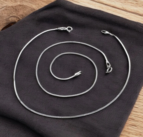 925 Sterling Silver girlish Thin Square Snake Anklet Pair