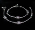 Traditional 925 Real Solid Silver CZ Oxidized Anklets Ankle