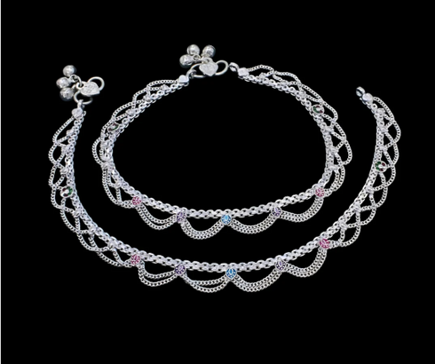 Real Silver Jhalar Design Wedding Anklet -Ethnic Payal for Women
