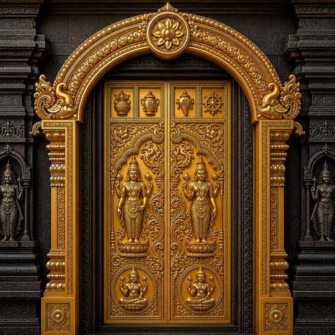 Back Drop India Vaikuntha Temple Portal Ganesh Chaturthi Decoration Backdrop