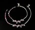 Real Silver Indian women unique trendy pink CZ Anklets Ankle Pair