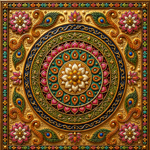 Back Drop India Mayura Kalam Prabhavali Ganesh Chaturthi Decoration Backdrop