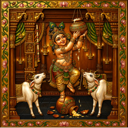 Back Drop India Damodar Anand Leela Krishna Janmashtami Decoration Backdrop
