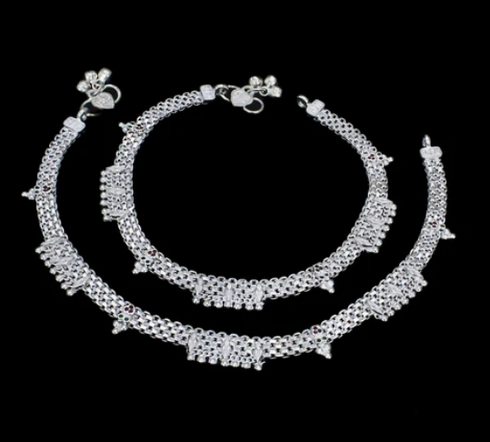 Real Siver Green Pink CZ Board Chaine Pajeb Anklet