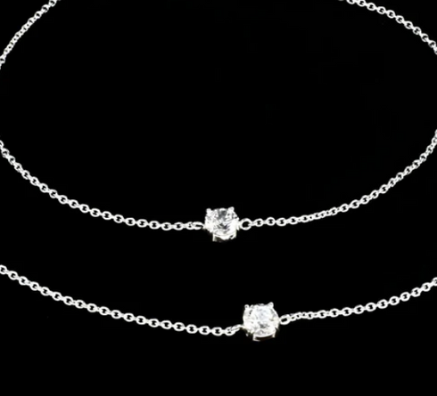 Gorgeous 925 Sterling Silver girlish White CZ Chain Anklet Pair