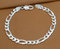 Vintage design solid 925sterling silver Figaro link chain bracelet excellent gifting unisex jewelry sbr791