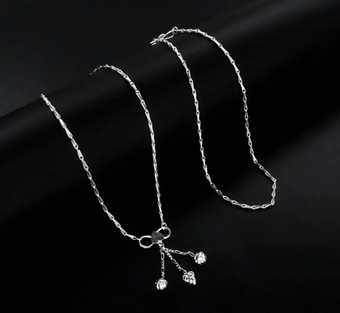 925 Sterling Silver women Rice design Chain Anklet Pair