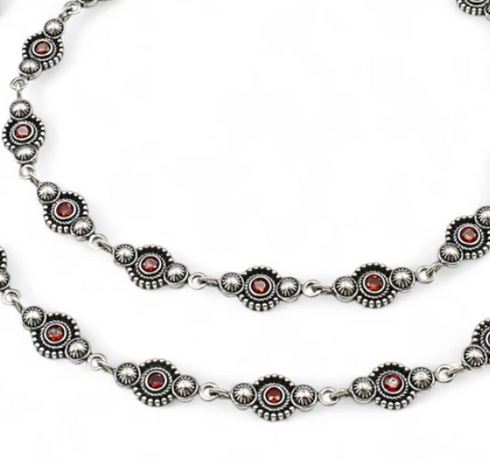 Beach wear 925 Sterling Silver Orange CZ Oxidised payal Anklet Pair