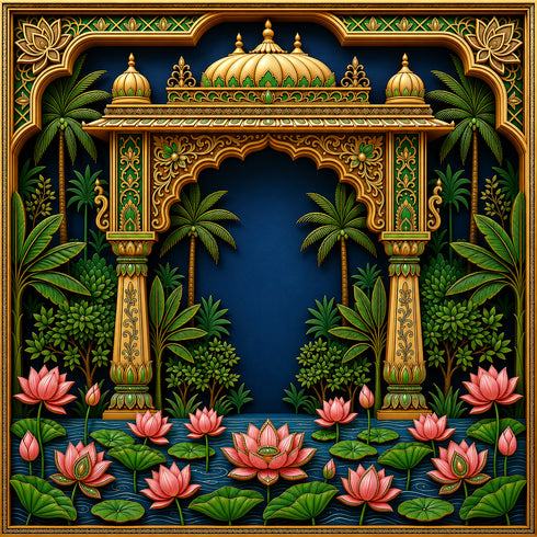 Back Drop India Kamalavana Tranquil Oasis Ganesh Chaturthi Decoration Backdrop