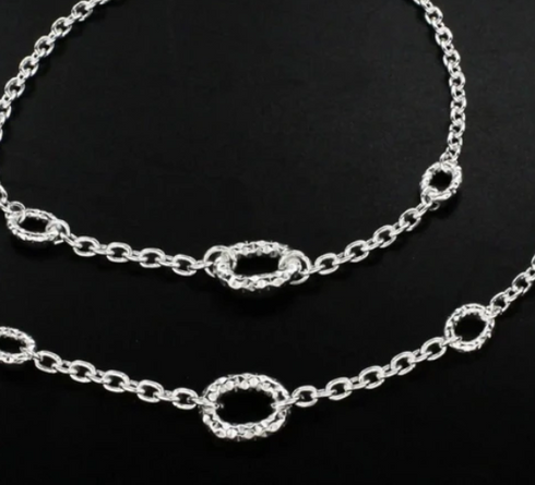 Unique 925 Sterling Silver women Chain Anklet Pair