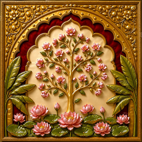 Back Drop India Pushpataru Blossom Courtyard Ganesh Chaturthi Decoration Backdrop