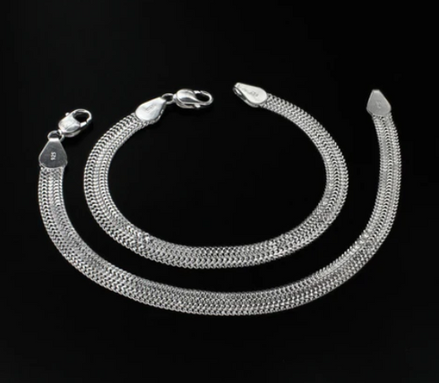 Exclusive 925 Sterling Silver Wheat chain Anklet Pair