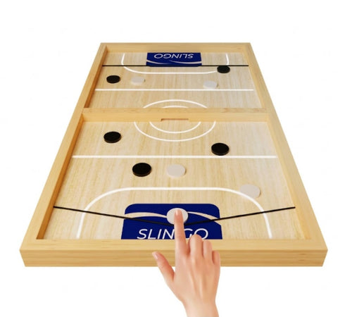 Kids Wooden String Hockey Game Sling Puck Board Hockey
