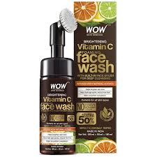 WOW Skin Science Brightening Vitamin C Foaming Face Wash with Built-In Face Brush for Deep Cleansing