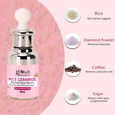 Globus Naturals Rice Ceramide Revival Face Serum For Glass Skin
