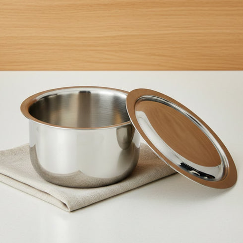 Vinod Doniv Titanium Triply Stainless Steel Tope with Cover 18 cms 3000 ml Capacity Induction Friendly