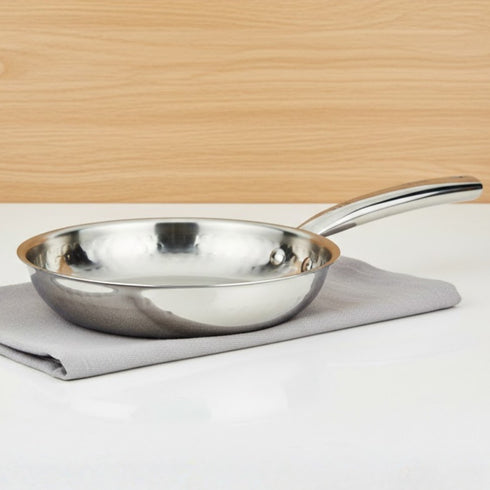 Vinod Claro Heavy Gauge Stainless Steel Hammered Fry Pan with 1.5 mm Thickness 1400 ml