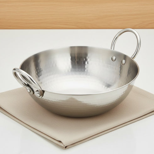 Vinod Claro Heavy Gauge Stainless Steel Hammered Kadai 2.5 mm 3800 ml