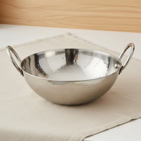 Vinod Claro Heavy Gauge Stainless Steel Hammered Kadai 2.5 mm 1050 ml