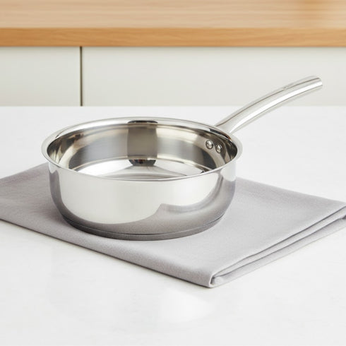 Vinod Doniv Majestic Stainless Steel Sandwich Bottom Fry Pan Capacity 2.5 Ltr 22cm Induction base