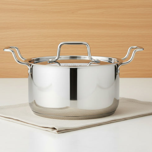 Vinod Doniv Majestic Stainless Steel Sandwich Bottom Sauce Pot With Lid 22 cm 4.5 ltr Induction Friendly