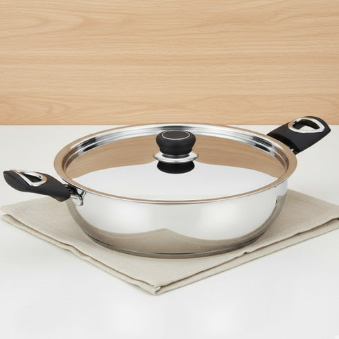 Vinod DONIV Stainless Steel Sorrento Sandwich Bottom Kadai with Steel Lid 26cm Capacity 4 Liter Induction Friendly