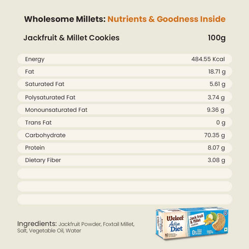 Weleet Active Diet Jackfruit and Millet Cookies