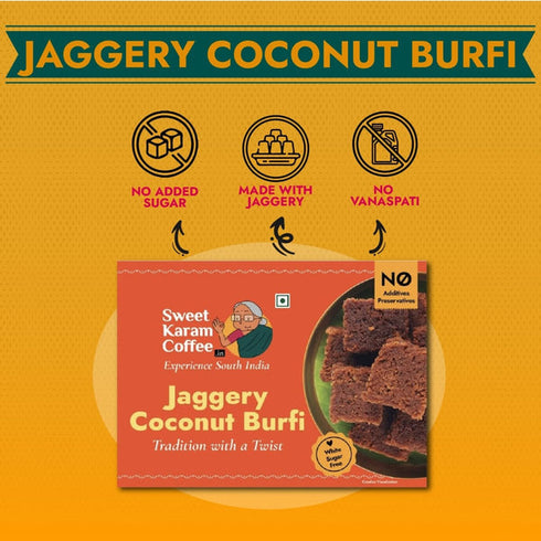 Sweet Karam Coffee Jaggery Coconut Burfi