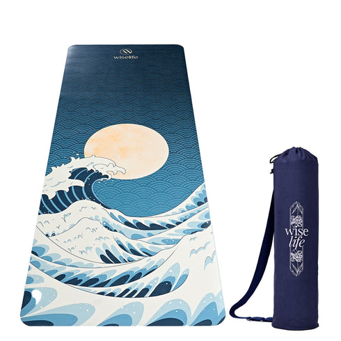 Wiselife PU Printed & Natural Rubber Yoga Mat - 6mm Japanese Wave